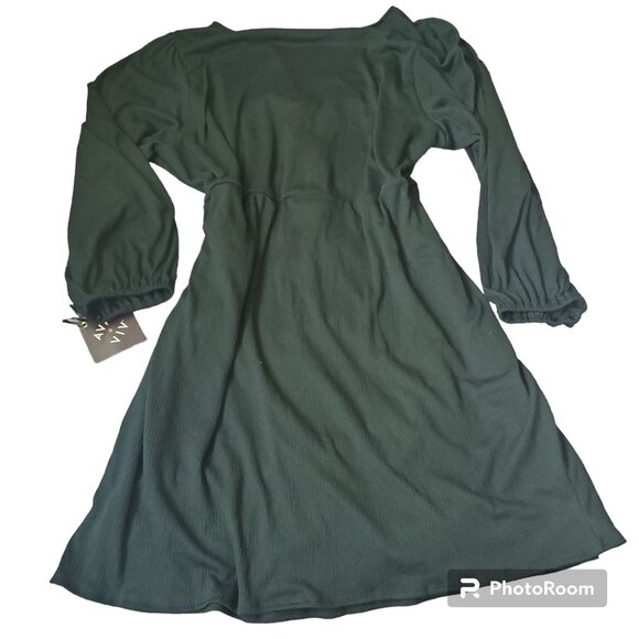 Ava & Viv womens plus size 4X ballon long sleeve wrap dress Drawstring Black - Picture 3 of 14